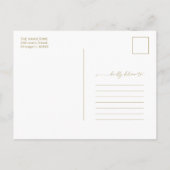 シックなスクリプトアーチホリデー結婚の発表 シーズンポストカード (裏面)