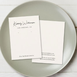 シックなスクリプトイヤリングクリームジュエリーディスプレイカード 名刺