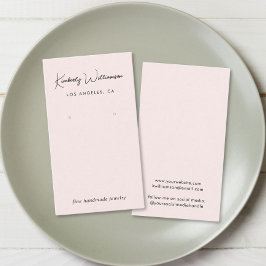 シックなスクリプトイヤリングピンクジュエリーディスプレイカード 名刺