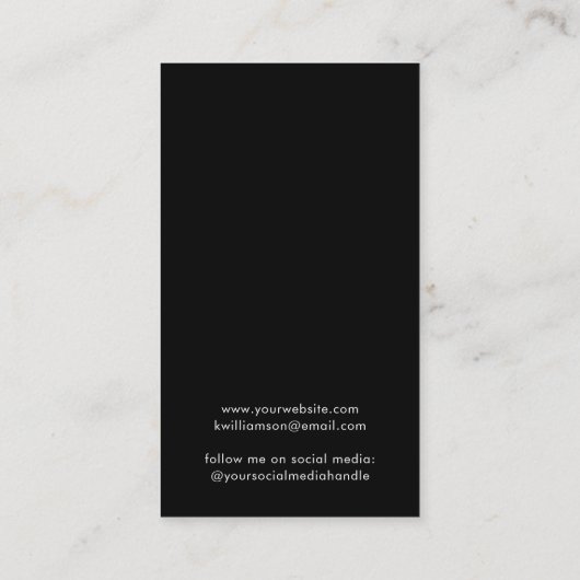 シックなスクリプトイヤリングブラックジュエリーディスプレイカード 名刺 (裏面)