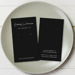 シックなスクリプトイヤリングブラックジュエリーディスプレイカード 名刺