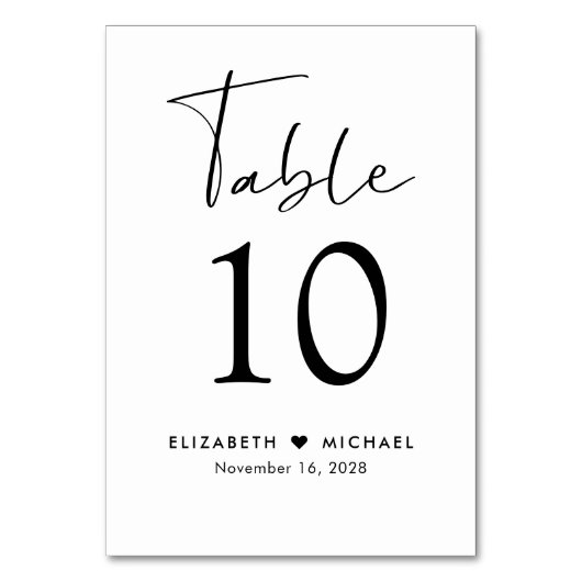 シックなスクリプトウェディングレセプション テーブルナンバー (正面)