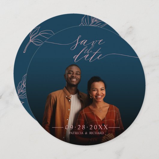 シックなスクリプトウェディング日付の写真を保存 招待状 (正面/裏面)