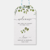 シックなスクリプトウェルカム結婚ユーカリのギフトラベル ギフトタグ (正面)