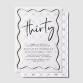 シックなスクリプトウェーブフレーム30th誕生日パーティー ベラム紙招待状 (オフセット (招待状))