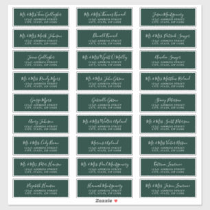 シックなスクリプトエメラルドグリーンゲスト住所 シール