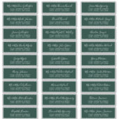 シックなスクリプトエメラルドグリーンゲスト住所 シール (正面)