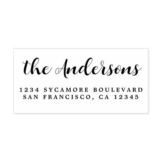 シックなスクリプトカリグラフィファミリー名差出人住所 ラバースタンプ (インプリント)