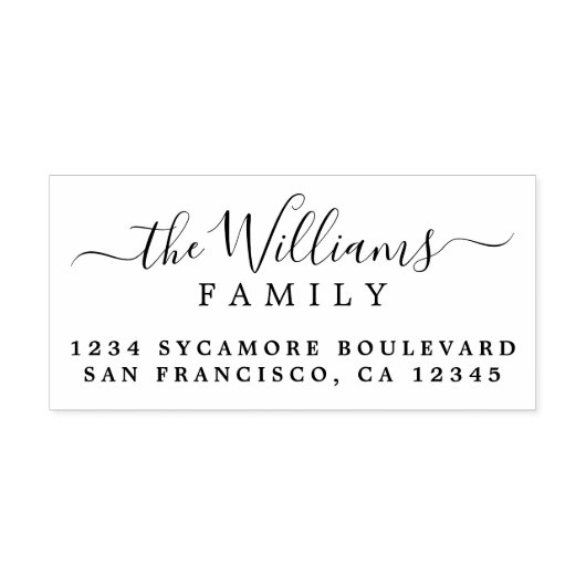 シックなスクリプトカリグラフィファミリー名差出人住所 ラバースタンプ (インプリント)