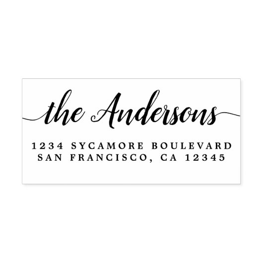 シックなスクリプトカリグラフィファミリー名差出人住所 ラバースタンプ (インプリント)
