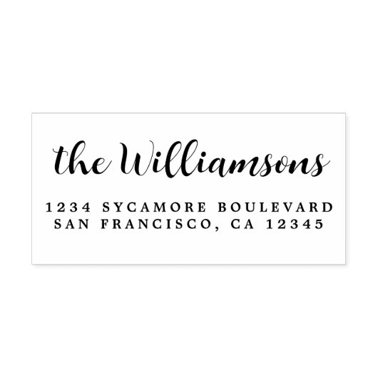 シックなスクリプトカリグラフィファミリー名差出人住所 ラバースタンプ (インプリント)