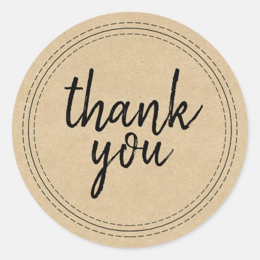 シックなスクリプトクラフト紙サンキューギフトラベル ラウンドシール (正面)
