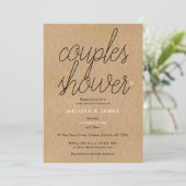 シックなスクリプトクラフト金ゴールドハートカップル赤ちゃんシャワー 招待状 (スタンド正面)