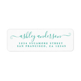シックなスクリプトグリーンインク名差出人住所ラベル ラベル