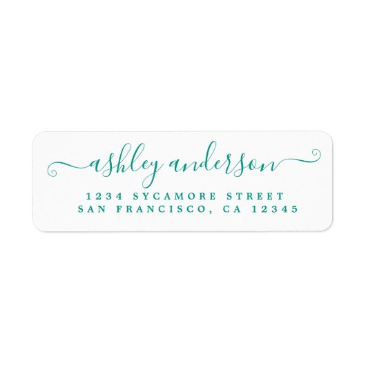 シックなスクリプトグリーンインク名差出人住所ラベル ラベル (正面)