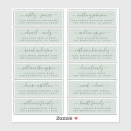 シックなスクリプトグリーン結婚ズゲスト住所 シール