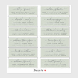 シックなスクリプトグリーン結婚ズゲスト住所 シール