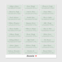 シックなスクリプトグリーン結婚ズゲスト住所 シール