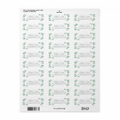 シックなスクリプトグリーン結婚リーフの差出人住所 ラベル (フルシート)