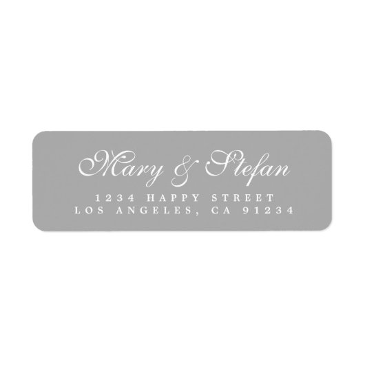 シックなスクリプトグレイ結婚ズ差出人住所 ラベル (正面)