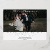 シックなスクリプトゴールデンパールゴールドフォイルサンキューカード 箔招待状 (裏面)