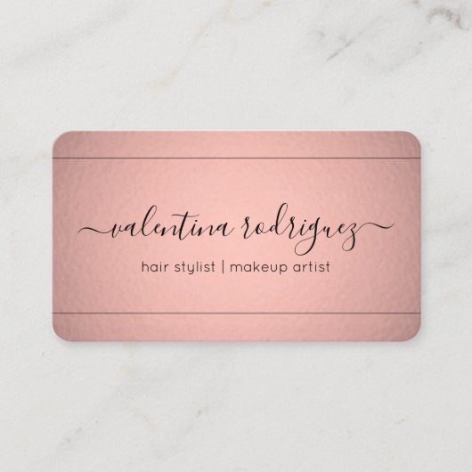 シックなスクリプトシグネチャーピンクローズ金ゴールドホイフェイクル 名刺 (正面)