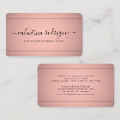 シックなスクリプトシグネチャーピンクローズ金ゴールドホイフェイクル 名刺 (正面/裏面)