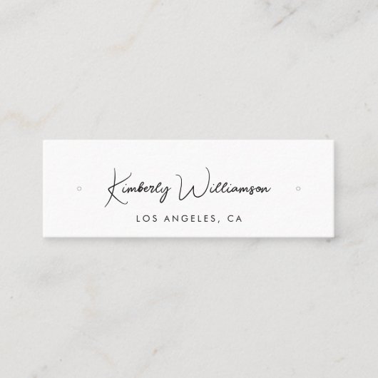 シックなスクリプトスタッドフープイヤリングディスプレイカード スキニー名刺 (正面)