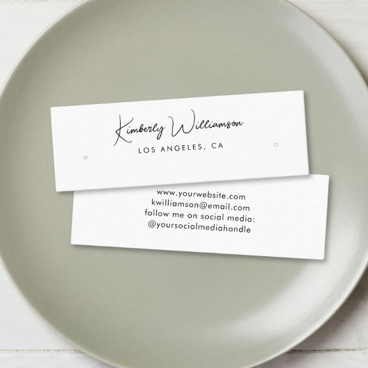 シックなスクリプトスタッドフープイヤリングディスプレイカード スキニー名刺