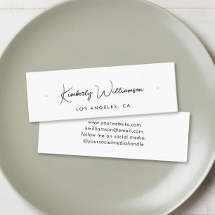 シックなスクリプトスタッドフープイヤリングディスプレイカード スキニー名刺