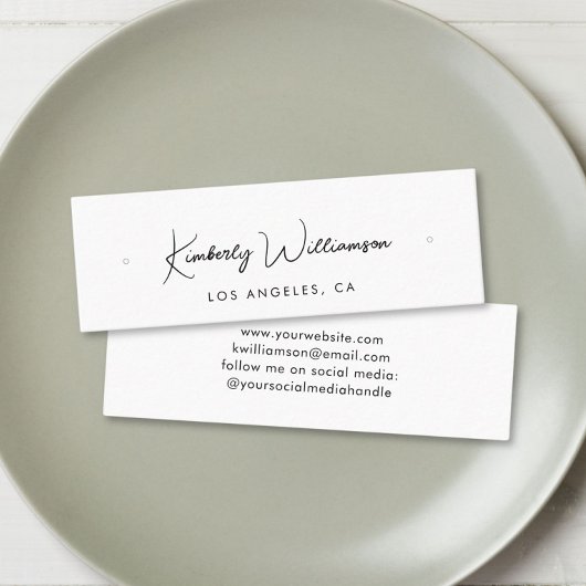 シックなスクリプトスタッドフープイヤリングディスプレイカード スキニー名刺