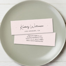 シックなスクリプトスタッドフープイヤリングピンクディスプレイカード スキニー名刺