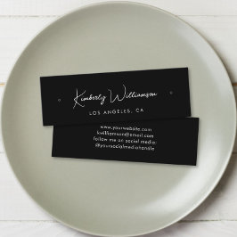 シックなスクリプトスタッドフープイヤリングブラックディスプレイカード スキニー名刺