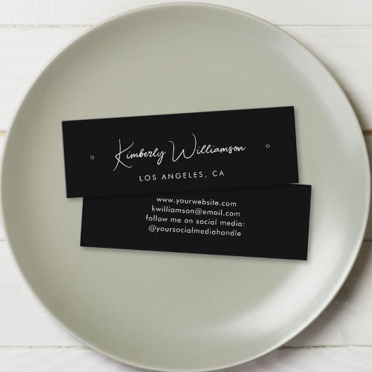 シックなスクリプトスタッドフープイヤリングブラックディスプレイカード スキニー名刺