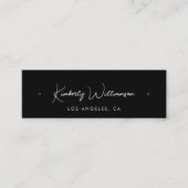 シックなスクリプトスタッドフープイヤリングブラックディスプレイカード スキニー名刺 (正面)