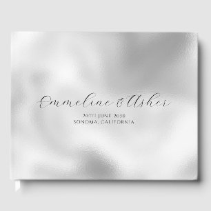 シックなスクリプトセリフカスタムセリフの結婚真珠 ゲストブック