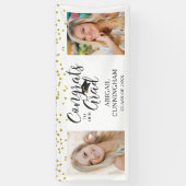 シックなスクリプトタイポグラフィおめでとうGRADフォトバナー 横断幕 (縦)