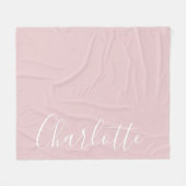 シックなスクリプトタイポグラフィパーソナライズされたガーリーピンク フリースブランケット (正面(横))