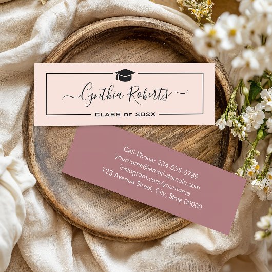 シックなスクリプトダスティバラピンク卒業 スキニー名刺