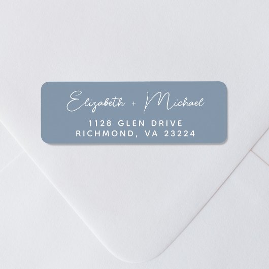 シックなスクリプトダスティブルー結婚ズ差出人住所 ラベル