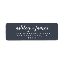 シックなスクリプトダークブルー結婚ズ差出人住所 ラベル
