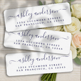 シックなスクリプトネイビーブルーネーム差出人住所 ラベル