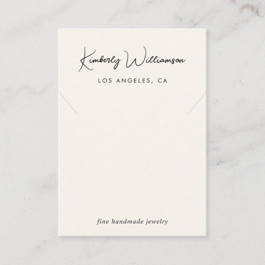 シックなスクリプトネックレスクリームジュエリーディスプレイカード 名刺 (正面)