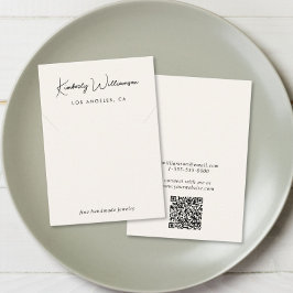 シックなスクリプトネックレスクリームジュエリーディスプレイカード 名刺