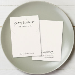 シックなスクリプトネックレスクリームジュエリーディスプレイカード 名刺