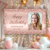 シックなスクリプトバラ金ゴールドグリッター写真21歳の誕生日 横断幕