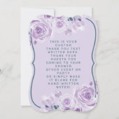 シックなスクリプトパープル&ティール（緑がかった色）フローラサンキューカード サンキューカード (裏面)