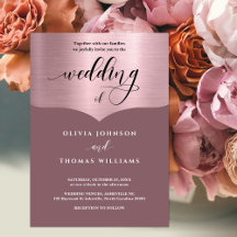 シックなスクリプトピンクメタリックバラ結婚金ゴールド