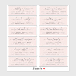 シックなスクリプトピンク結婚ズゲスト住所 シール