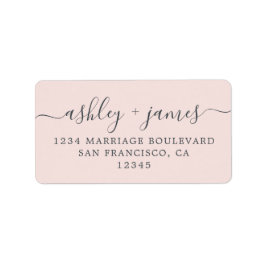 シックなスクリプトピンク結婚ズ差出人住所ラベル ラベル